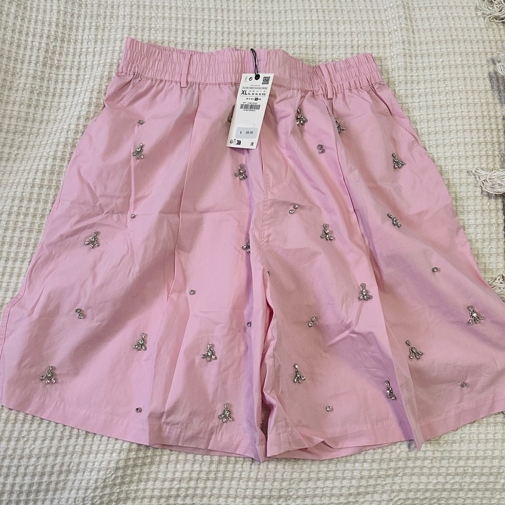 Zara pink rhinestone long Bermuda short